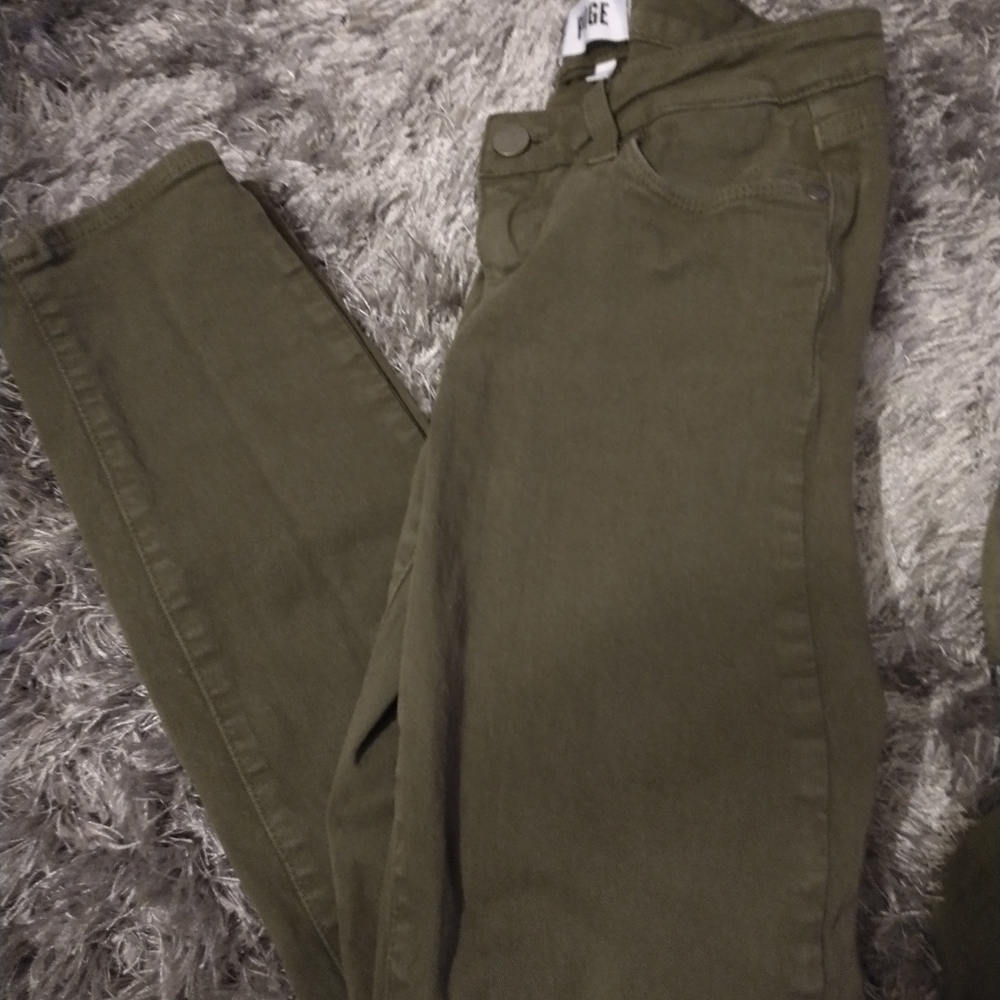 Paige brand olive green Skinny jeans